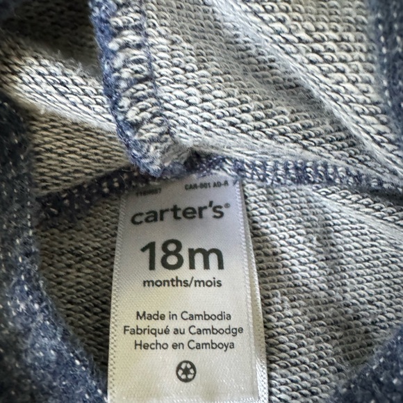 Carters dinosaur hooded, long sleeve onesie, 18 month, blue - Picture 4 of 6